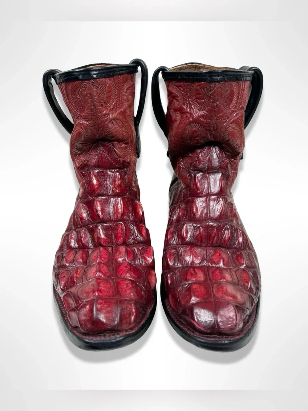 BOTAS RIOS vintage 90s giant hornback crocodile western ankle boots